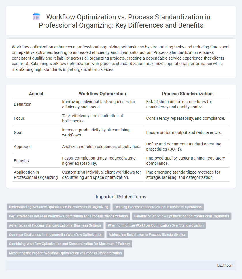 Workflow Optimization vs. Process Standardization in Professional Organizing: Key Differences and Benefits