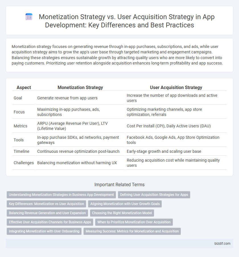 Monetization Strategy vs. User Acquisition Strategy in App Development: Key Differences and Best Practices