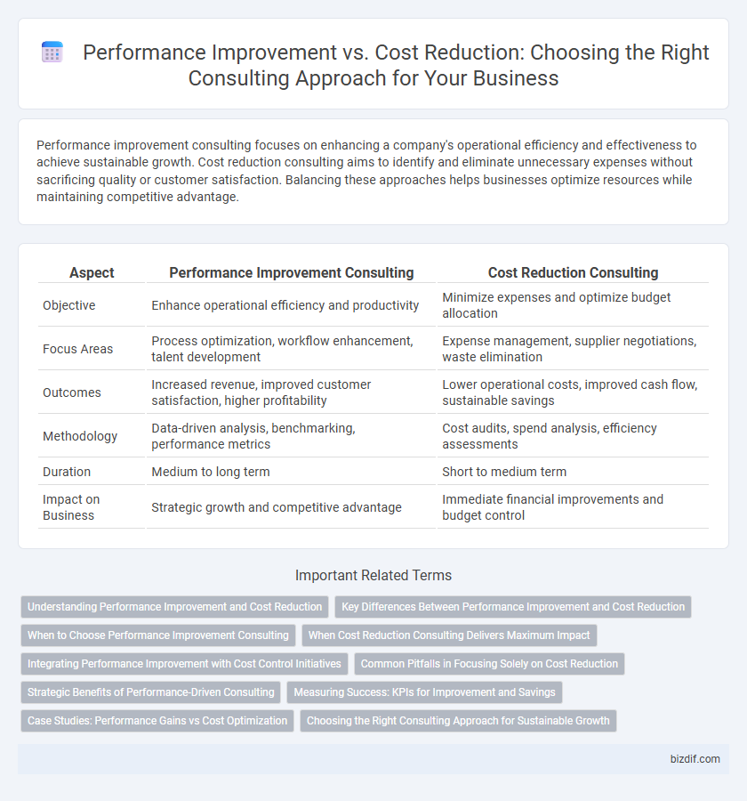 Performance Improvement vs. Cost Reduction: Choosing the Right Consulting Approach for Your Business