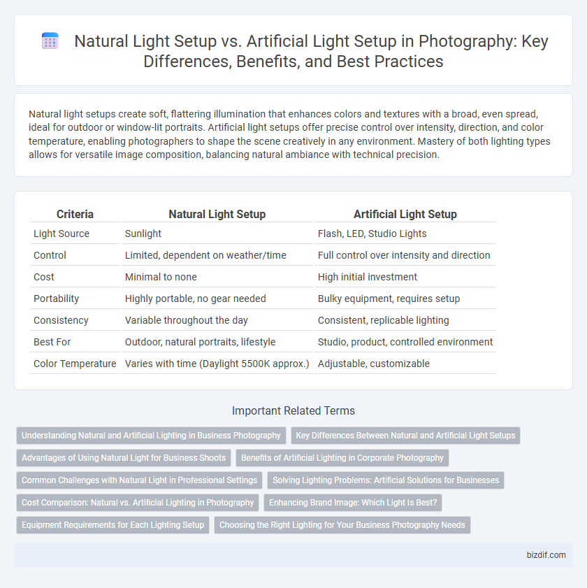 Natural Light Setup vs. Artificial Light Setup in Photography: Key Differences, Benefits, and Best Practices