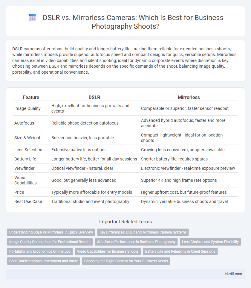 DSLR vs. Mirrorless Cameras: Which Is Best for Business Photography Shoots?