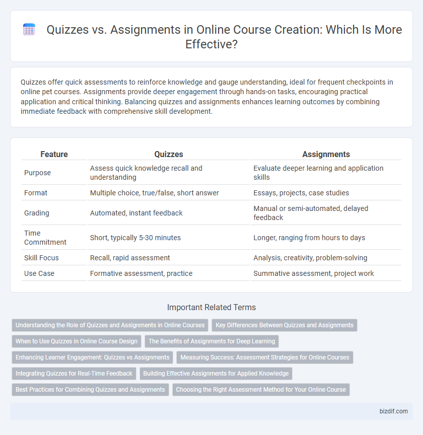 Quizzes vs. Assignments in Online Course Creation: Which Is More Effective?