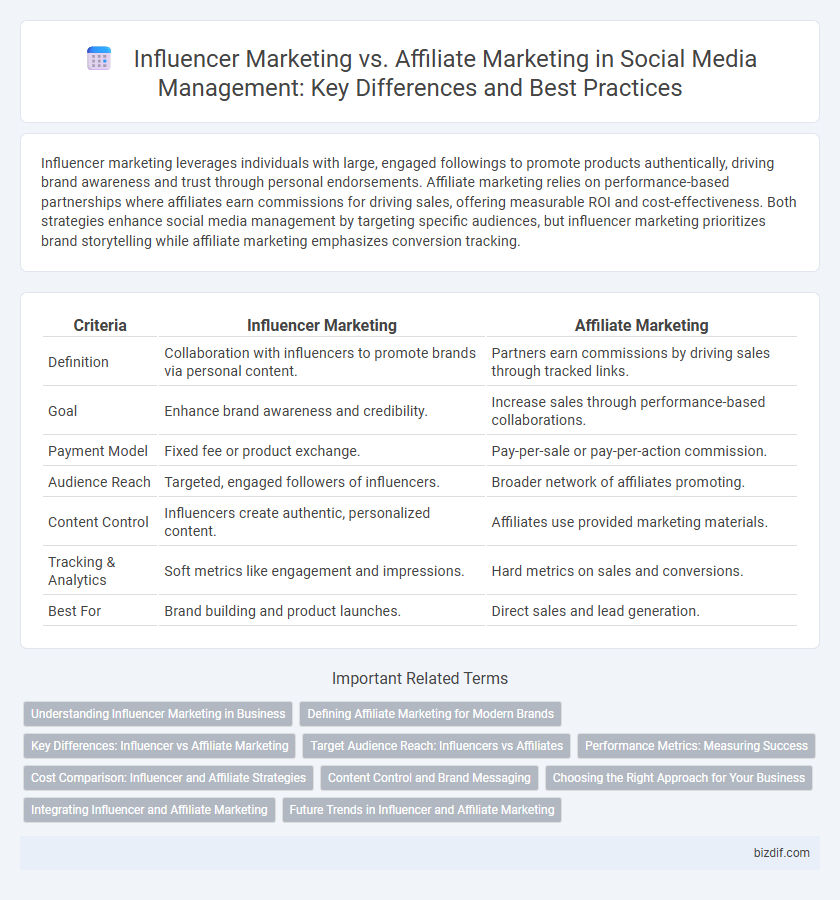 Influencer Marketing vs. Affiliate Marketing in Social Media Management: Key Differences and Best Practices