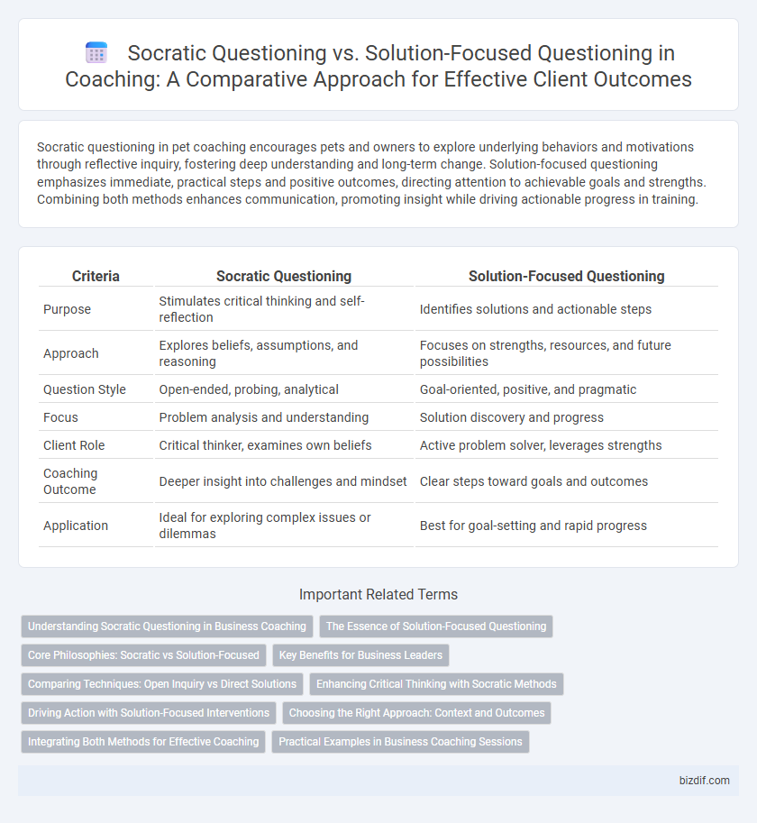 Socratic Questioning vs. Solution-Focused Questioning in Coaching: A Comparative Approach for Effective Client Outcomes