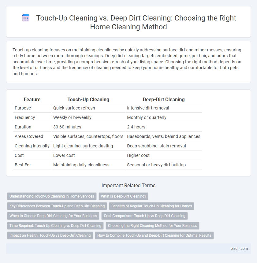 Touch-Up Cleaning vs. Deep Dirt Cleaning: Choosing the Right Home Cleaning Method